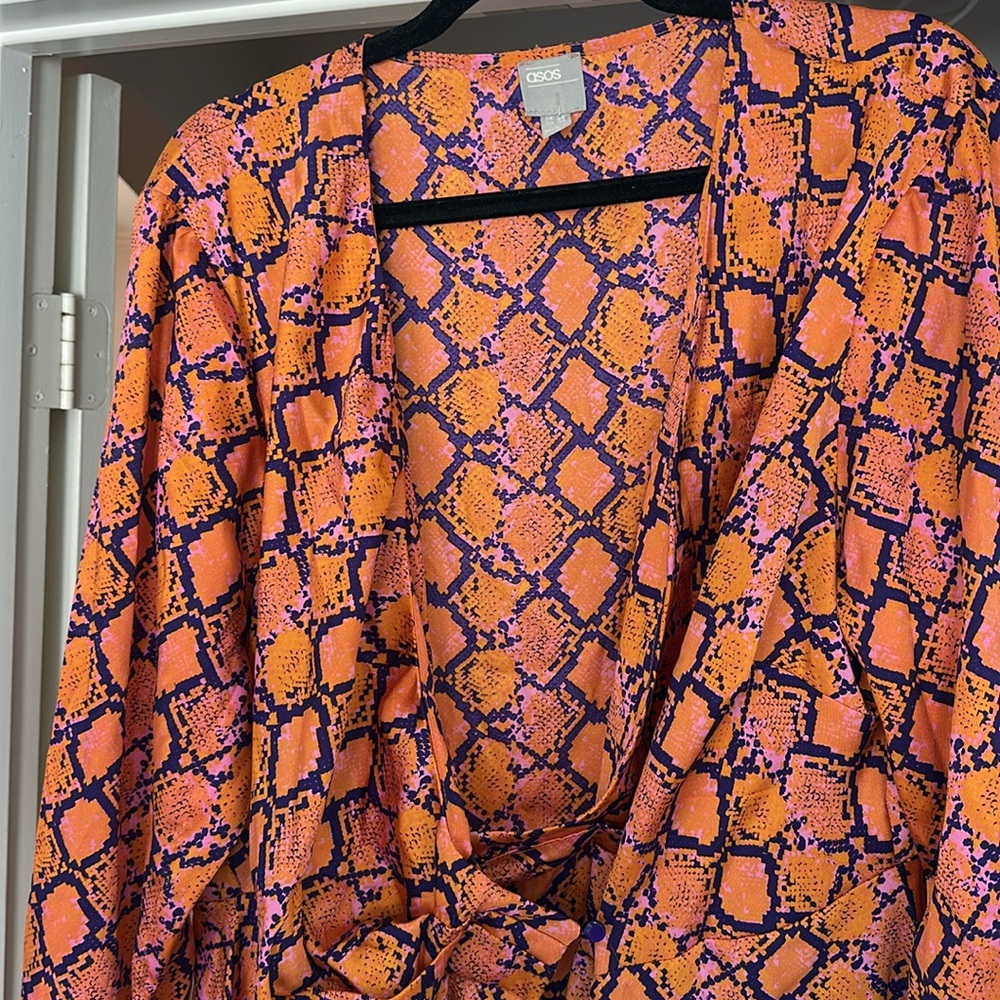 Orange Patterned Women's Dress - Picture 2 of 3